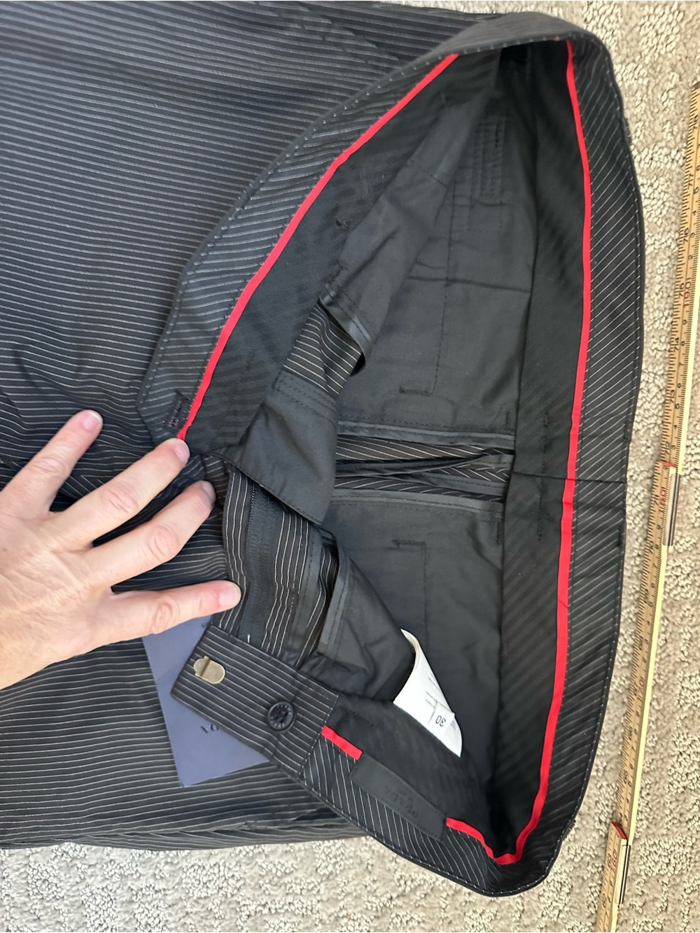 Prada Pinstripe Dress Pants Size 30 Black Slim Straight Tailored Italy NWT - Picture 14 of 16